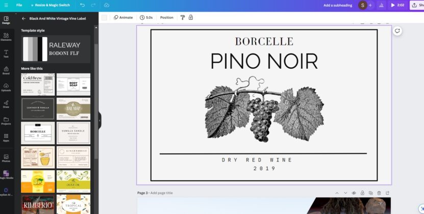 DIY Wine Labels on canva