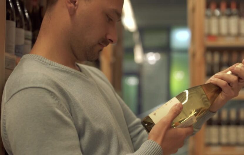 man buying wine